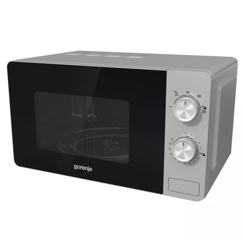 Solo-Mikrowelle Gorenje MO20E1S — 20 l, 800 W, Drehregler, 270 mm Drehteller, Edelstahl/Schwarz