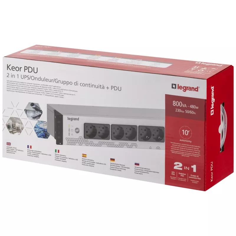 Legrand Keor PDU 310331 USV, 800 VA / 480 W, Off-Line (Standby), 8 x IEC-C13-Steckdosen, Rack