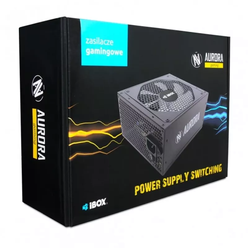 Netzteil IBOX iBox Aurora 600 W 20+4-Pin-ATX, 140-mm-Lüfter, Metallgehäuse, schwarz
