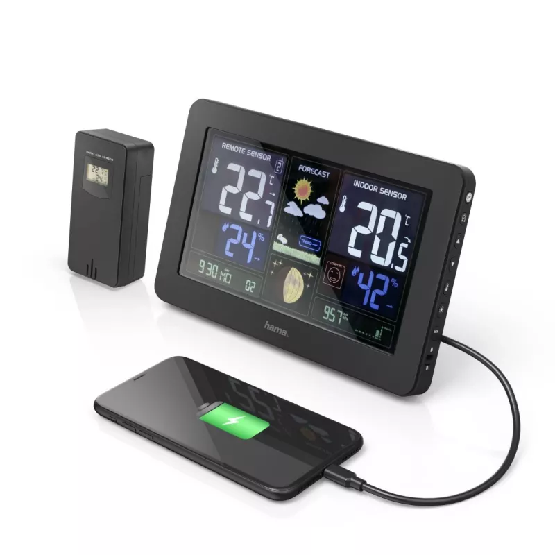Batteriebetriebene Wetterstation Hama Premium Black 00186380