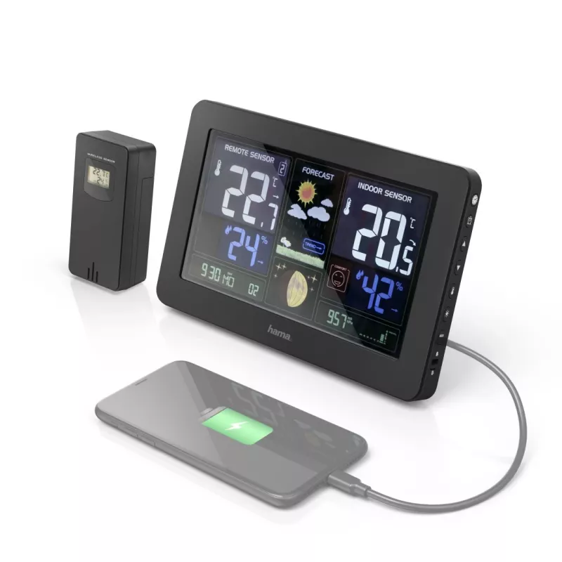 Batteriebetriebene Wetterstation Hama Premium Black 00186380