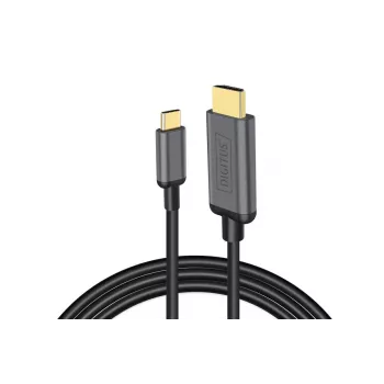 DIGITUS USB-C - HDMI Adapter, 2m 4K/30Hz, schwarz, Metallgehäuse