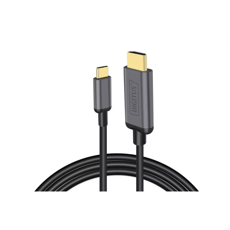 DIGITUS USB-C-auf-HDMI-Adapterkabel, 4K/30 Hz, 1,8 m, Schwarz