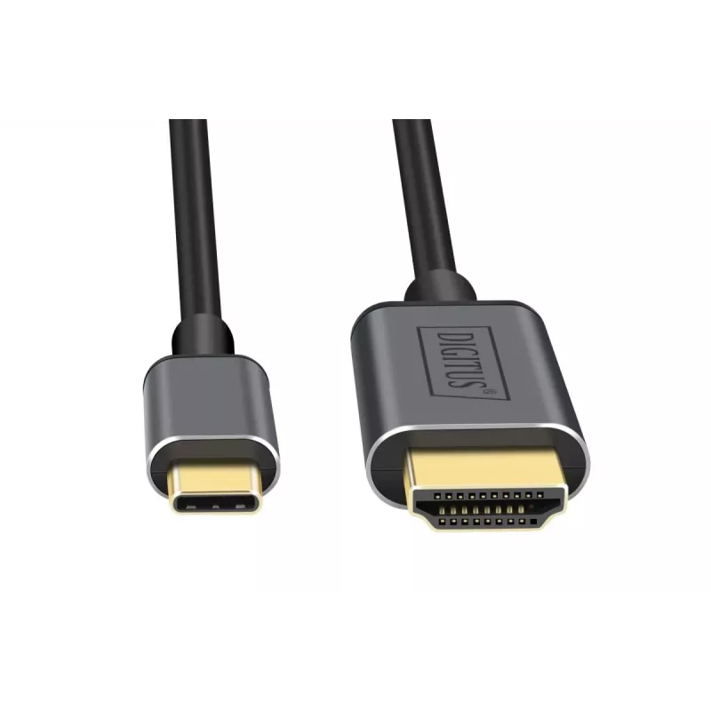DIGITUS USB-C-auf-HDMI-Adapterkabel, 4K/30 Hz, 1,8 m, Schwarz