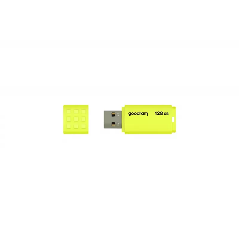 Goodram UME2 UME2-1280Y0R11 USB-Stick 128 GB, USB 2.0 Typ-A, 20 MB/s, mit Kappe, gelb