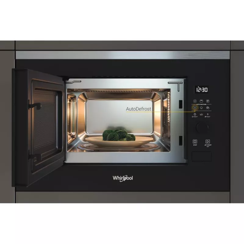 Einbau-Grill-Mikrowelle WHIRLPOOL WMF201G, 800 W, 20 L, Edelstahl/Schwarz