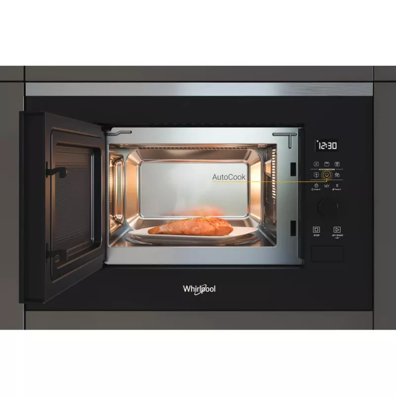 Einbau-Grill-Mikrowelle WHIRLPOOL WMF201G, 800 W, 20 L, Edelstahl/Schwarz