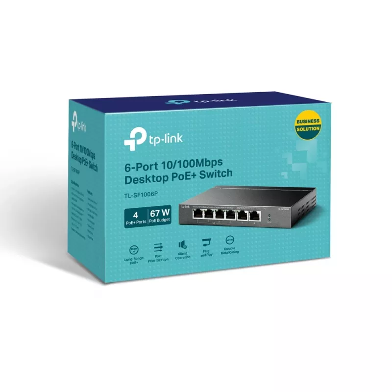 TP-Link TL-SF1006P Netzwerk-Switch Unmanaged Fast Ethernet (10/100) Power over Ethernet (PoE) Schwarz