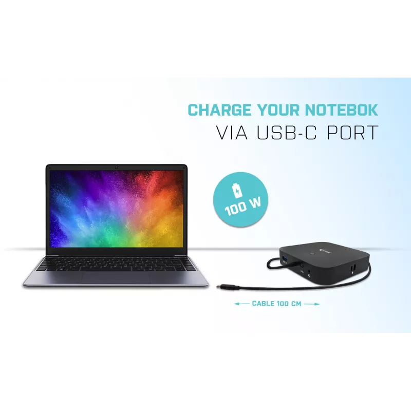 i-tec USB-C Dual Display Docking Station mit Power Delivery 100 W + Universal-Ladegerät 100 W