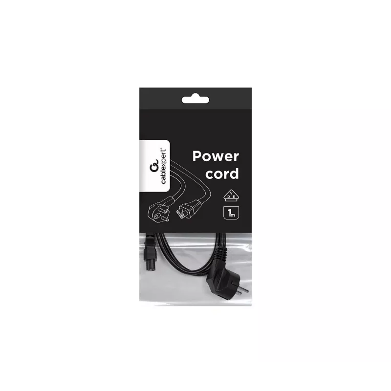 Netzkabel GEMBIRD PC-186-ML12-1M — 1 m, CEE7/7 (Stecker) auf C5-Kupplung, schwarz