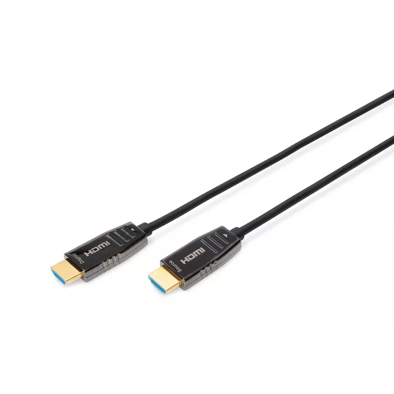 DIGITUS HDMI AOC Hybrid-Faser-Verbindungskabel, Typ A Stecker/Stecker, 10 m, UHD 8K@60Hz, CE, schwarz
