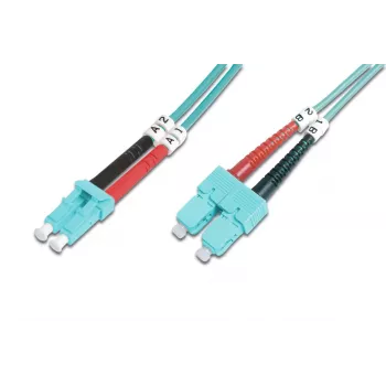 DIGITUS Glasfaser-Patchkabel, LC auf SC Multimode 50/125 µ, Duplex Länge 2 m Klasse OM3