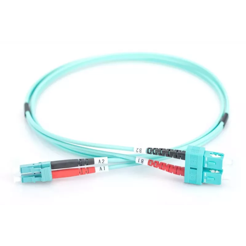 DIGITUS Glasfaser-Patchkabel, LC auf SC Multimode 50/125 µ, Duplex Länge 2 m Klasse OM3