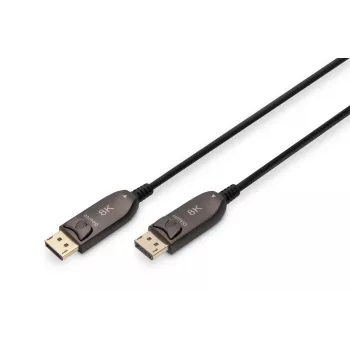DIGITUS DisplayPort AOC Hybrid-Glasfaserkabel M/M UHD 8K@60Hz, CE, schwarz 15m