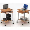 Computertisch TECHLY Compact ICA-TB S005 — kompakter Computertisch, MDF-Tischplatte, Tastaturauszug, Rollen, 600×450×750 mm, Buche