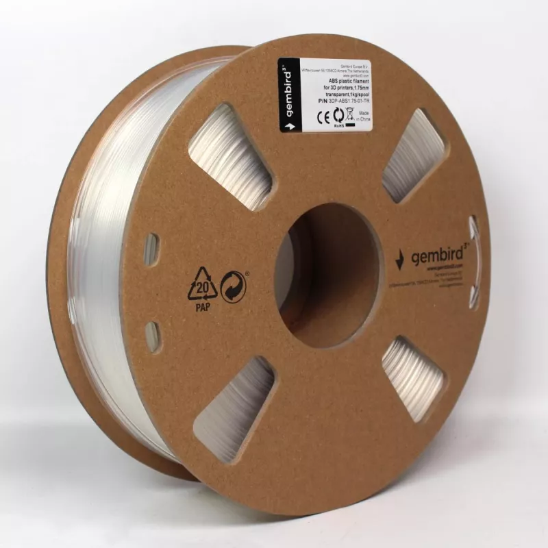 Gembird ABS-Filament 1,75 mm, 1 kg, Transparent