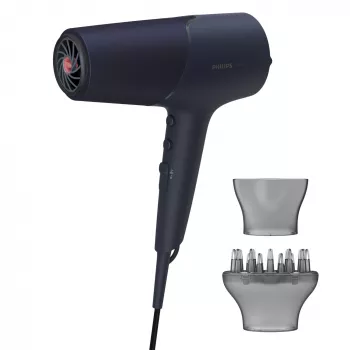 Haartrockner Philips 5000 Series BHD510/00, 2300 W, 6 Hitze-/6 Geschwindigkeitsstufen, ionisch, Cool Shot, Stylingdüse & Diffusor, marineblau, 1,8 m Kabel