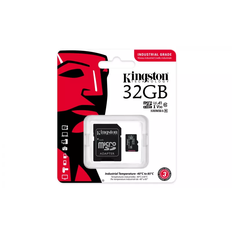 Kingston Technology 32GB microSDHC Industrial C10 A1 pSLC Karte + SD-Adapter