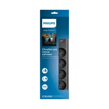 Überspannungsschutz Philips SPN7040BA/60 6 AC-Steckdosen 600 J 2 m Schwarz