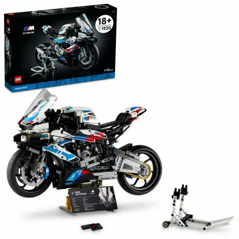 LEGO Technic Motorradmodell BMW M1000RR 42130 mit detailliertem Motor und funktionierender Federung