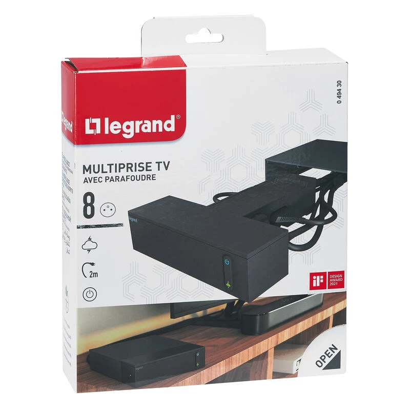 Legrand 049430 power extension 2 m 8 AC outlet(s) Innenbereich Schwarz