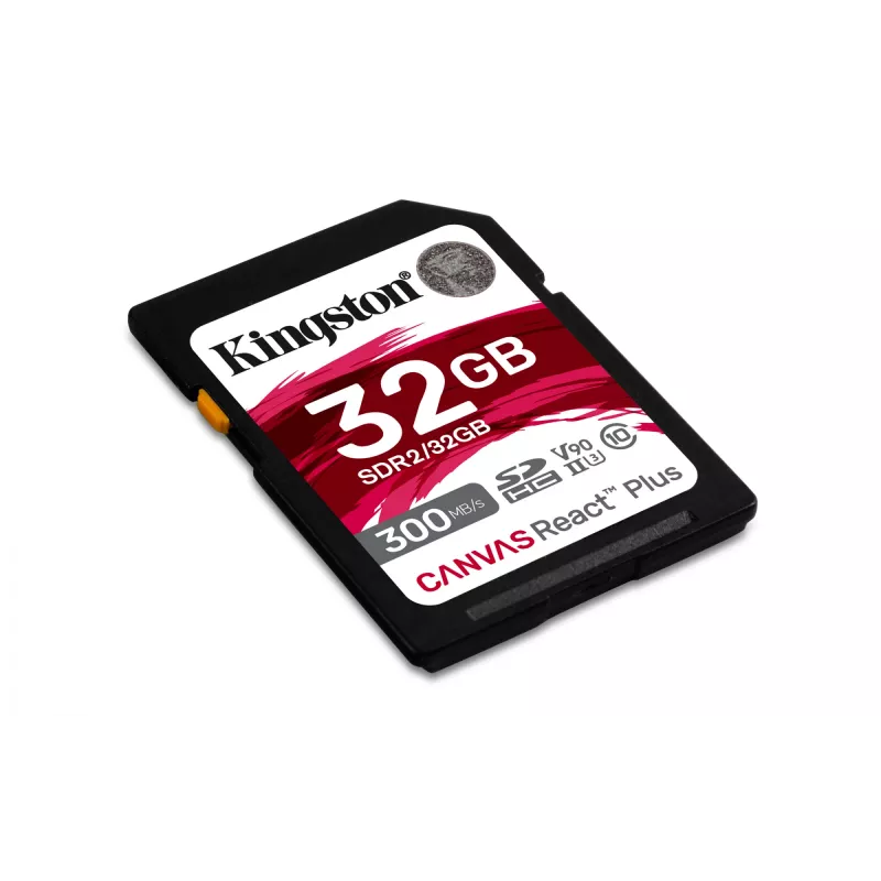 Kingston Technology 32 GB Canvas React Plus SDHC UHS-II 300R/260W U3 V90 für Full HD/4K/8K
