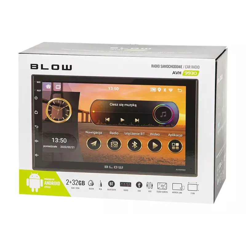 BLOW AVH-9930 2DIN Autoradio, 7" Touchscreen, GPS, Android 11, Bluetooth, Schwarz