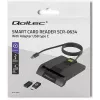Qoltec 50634 SCR-0634 intelligenter ID-Chipkartenleser, USB 2.0 + USB-C-Adapter, schwarz