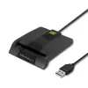 Qoltec 50634 SCR-0634 intelligenter ID-Chipkartenleser, USB 2.0 + USB-C-Adapter, schwarz