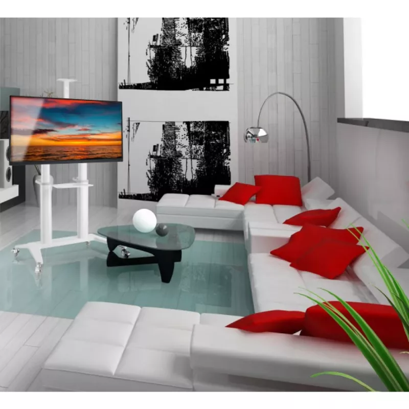Techly ICA-TR49W Multimedia-Wagen/Ständer weiß für Flachbildschirm