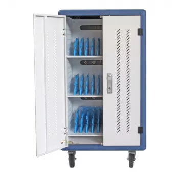 Techly Belüftete Ladestation Trolley 30 Notebook oder Smartphone Schwarz/Grau