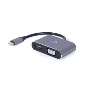 GEMBIRD Alt-DP USB Type-C zu HDMI + VGA Display-Adapter – Space Grey