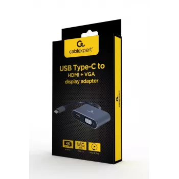 GEMBIRD Alt-DP USB Type-C zu HDMI + VGA Display-Adapter – Space Grey