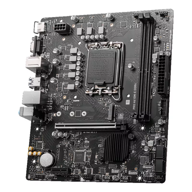 MSI PRO H610M-E DDR4 Mainboard, LGA1700, Micro-ATX, Intel H610, 2x DDR4-DIMM, max. 64GB, M.2, 4x SATA III, HDMI, USB 3.2 Gen 1, Gigabit-LAN