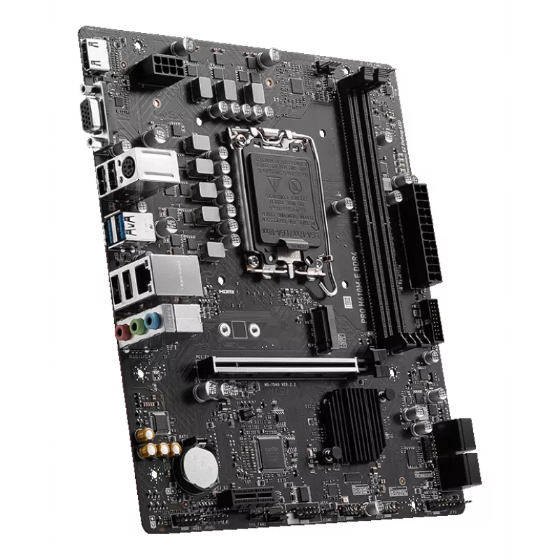 MSI PRO H610M-E DDR4 Mainboard, LGA1700, Micro-ATX, Intel H610, 2x DDR4-DIMM, max. 64GB, M.2, 4x SATA III, HDMI, USB 3.2 Gen 1, Gigabit-LAN