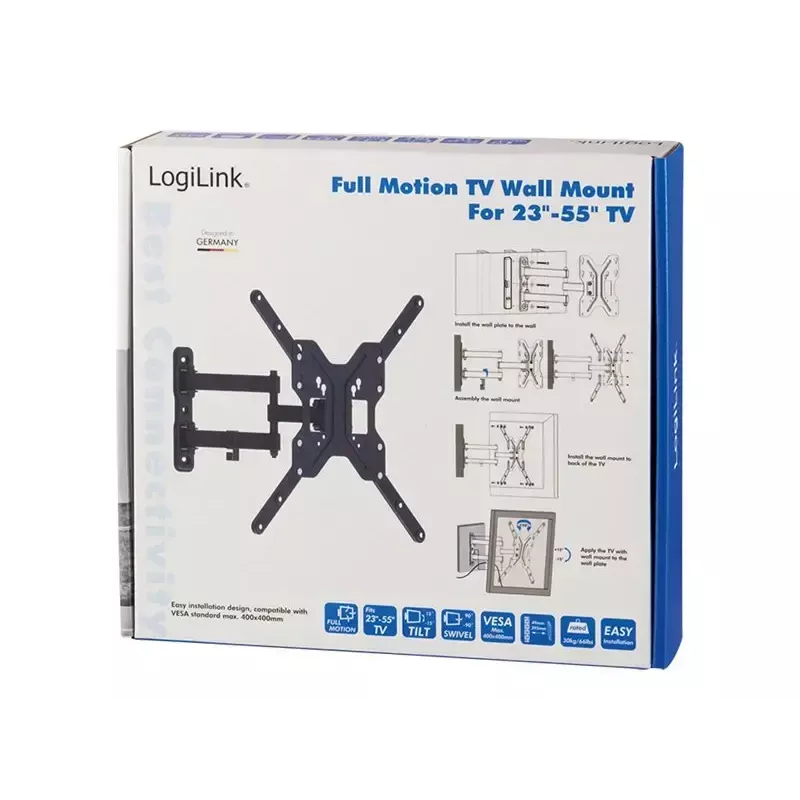 LogiLink BP0016 TV-Wandhalterung, 23-55 Zoll, neigbar/schwenkbar, max. 30 kg