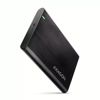 2,5-Zoll HDD/SSD-Gehäuse AXAGON EE25-A6C — SATA, USB 3.2 Gen 1 (Typ-C & Typ-A), Aluminium, schwarz