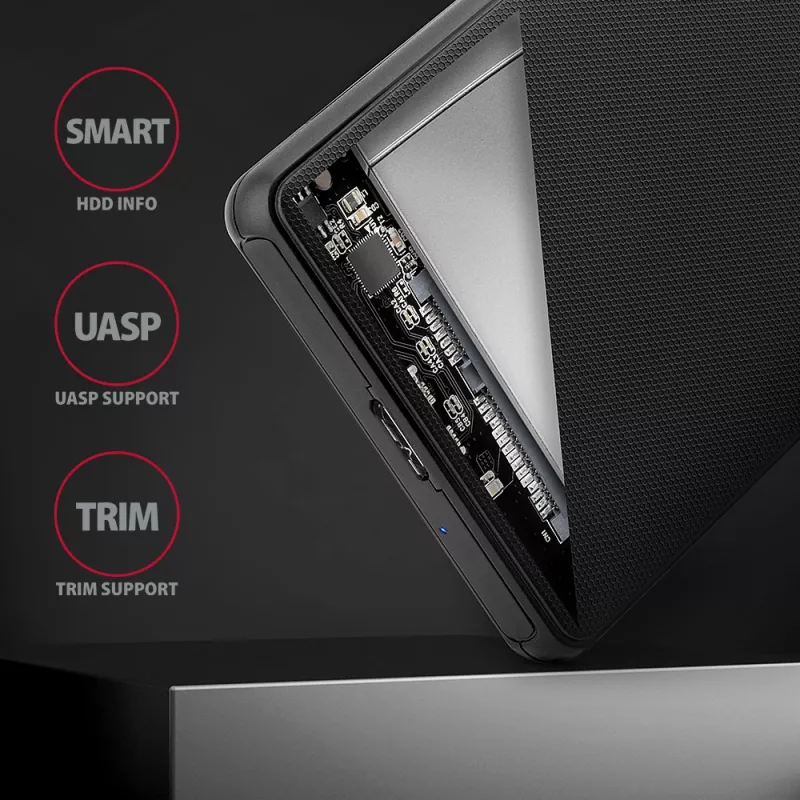 Axagon EE25-SL Schraubenlose USB 3.2 Gen 1 - SATA 6G externe Box für 2,5 Zoll SSD/HDD