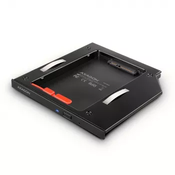 Axagon RSS-CD09 2,5 inch SSD/HDD-Einbaurahmen für DVD-Slot 9,5 mm LED ALU Schnittstellenkarten/Adapter Intern SATA