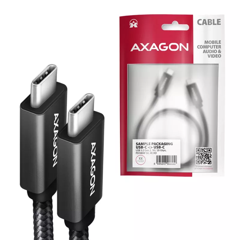 Axagon BUCM32-CM20AB SPEED+ USB-C USB 20Gbps/100W Kabel 2 m