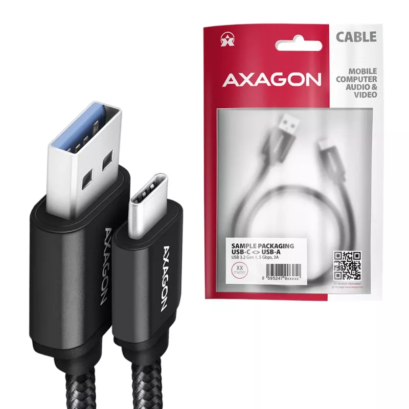 Axagon BUCM3-AM20AB SPEED USB-C <> USB-A 3.2 Gen 1 Kabel 2 m