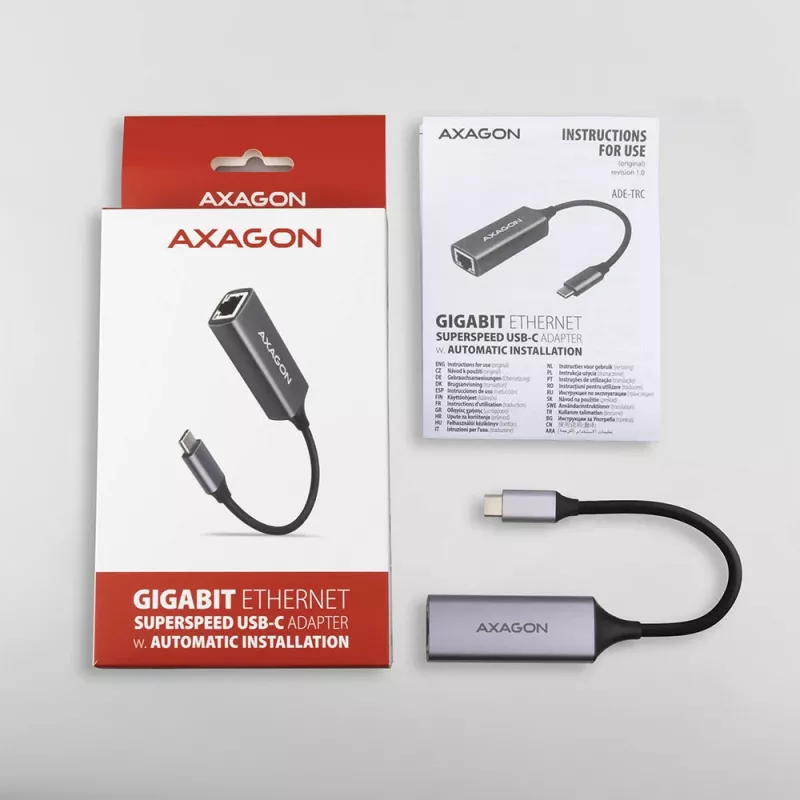 AXAGON ADE-TRC USB-C Gigabit-Ethernet-Adapter, 10/100/1000, Titan Grey