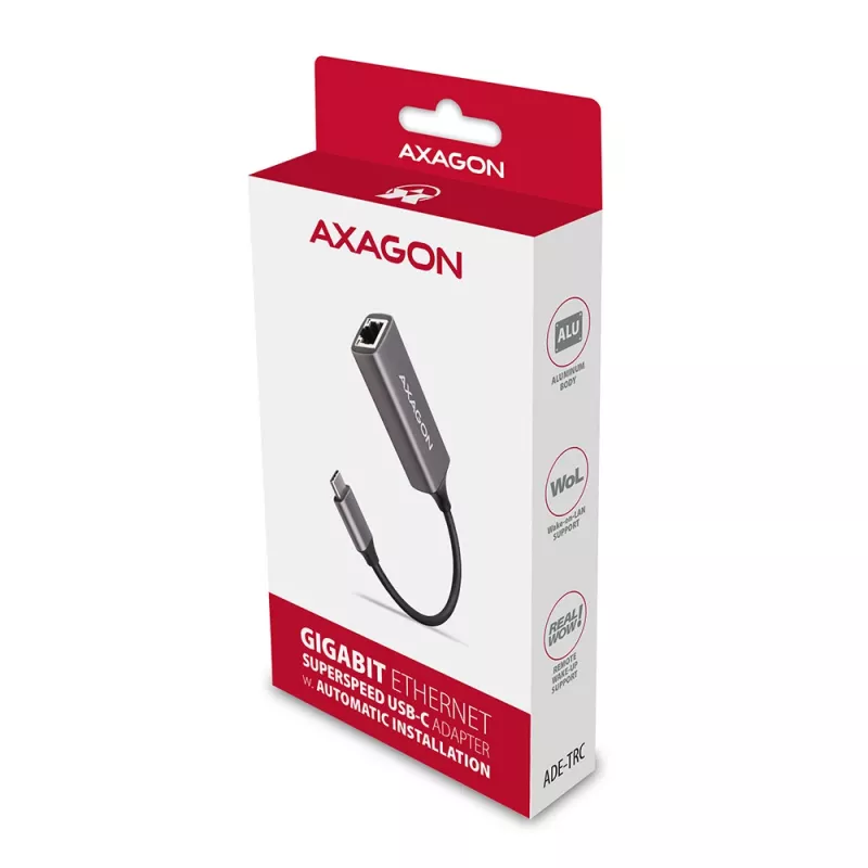 AXAGON ADE-TRC USB-C Gigabit-Ethernet-Adapter, 10/100/1000, Titan Grey