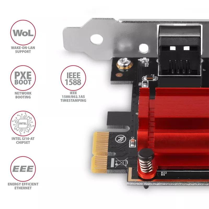 AXAGON PCEE-GIX PCIe-Gigabit-Ethernet-Netzwerkkarte, Intel I210-AT