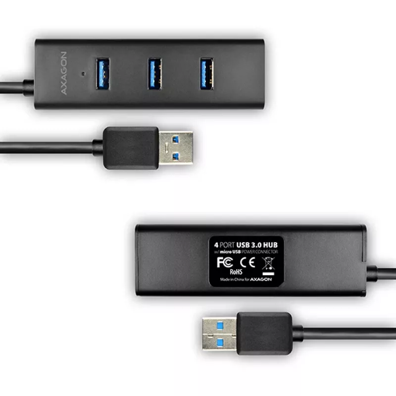 Axagon HUE-S2BL 4x USB 3.0 CHARGING Hub mit 1,2 m Kabel, Stromversorgung über Micro-USB