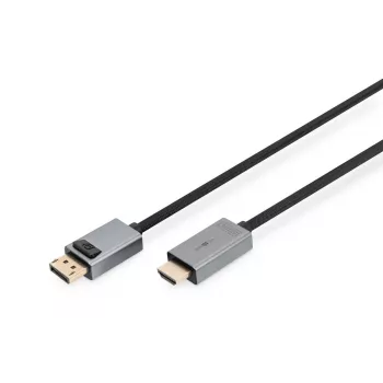 DIGITUS DP-auf-HDMI-Kabel mit LED 4K/30Hz, 3m, Aluminiumgehäuse, vergoldet, unterstützt 4K30Hz