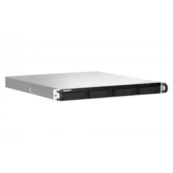 QNAP TS-464U-RP NAS Rack (1U) Intel® Celeron® N5095 8 GB DDR4 0 TB QNAP Turbo System Aluminium, Schwarz