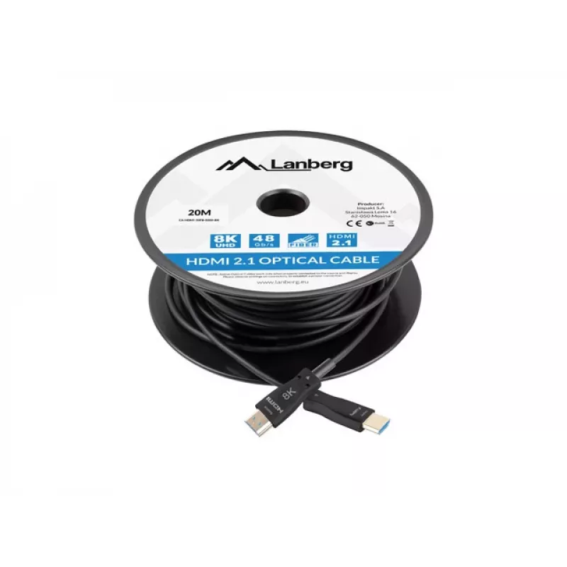 LANBERG HDMI-Kabel - M/m v2.1 Optical AOC - 20m Schwarz