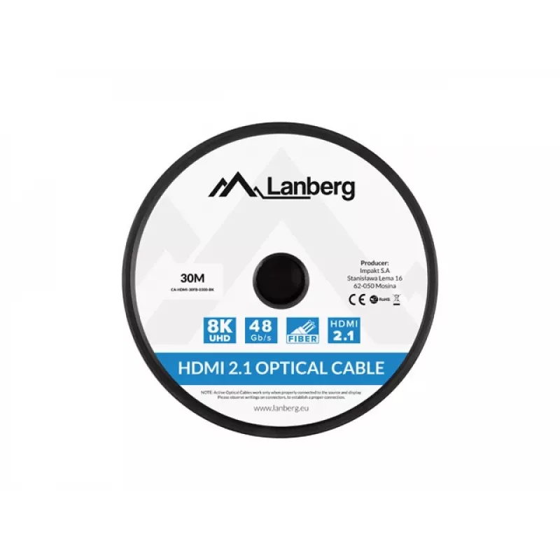 LANBERG HDMI-Kabel - M/m V2.1 Optical AOC - 30m Schwarz