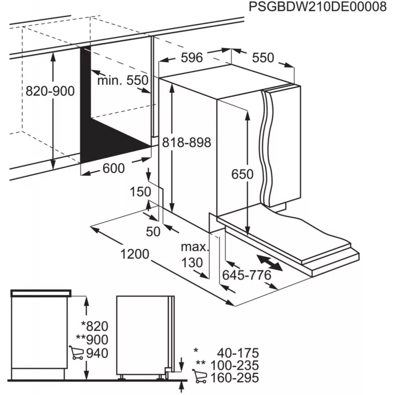 Einbau-Geschirrspüler Electrolux EEA17200L — 13 Maßgedecke, 49 dB, Vollgröße 60 cm